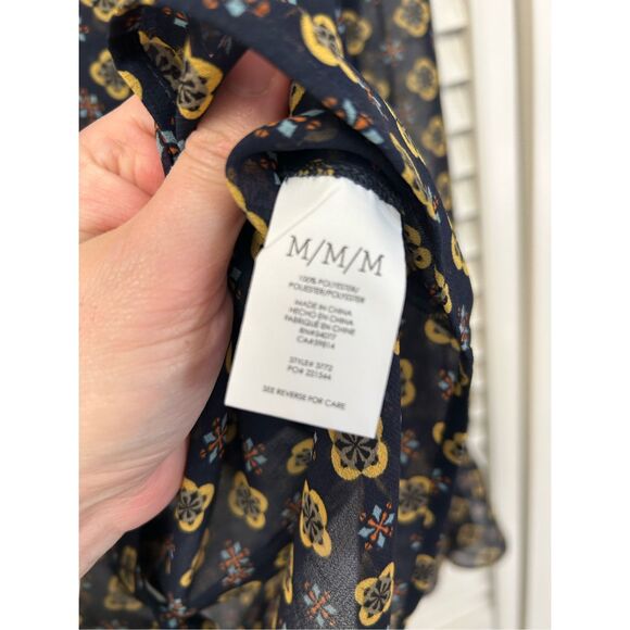 Anthropologie CAbi Mosaic Blouse Blue Yellow Top #3773 Size Medium, MSRP $89 - Picture 10 of 13